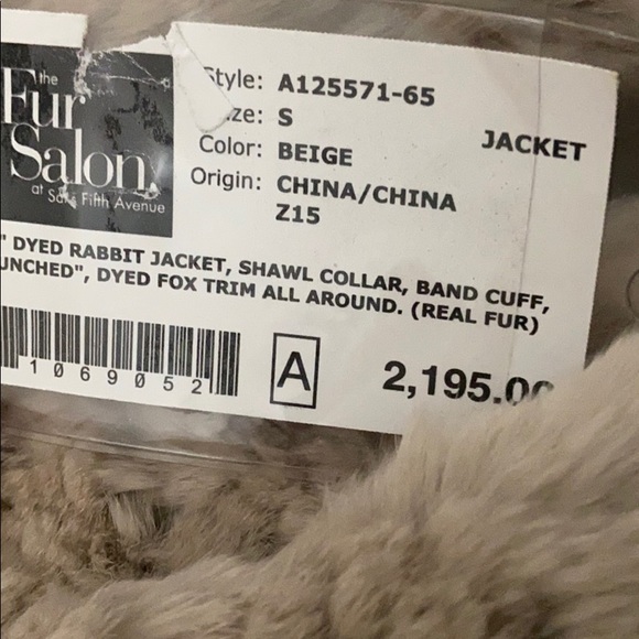 NWT SaksFifthAvenue Rabbit/Fox Fur Coat S/M - Picture 6 of 6